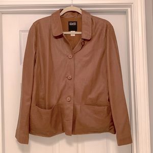 Hilary Radley brown 100% leather button up jacket!!